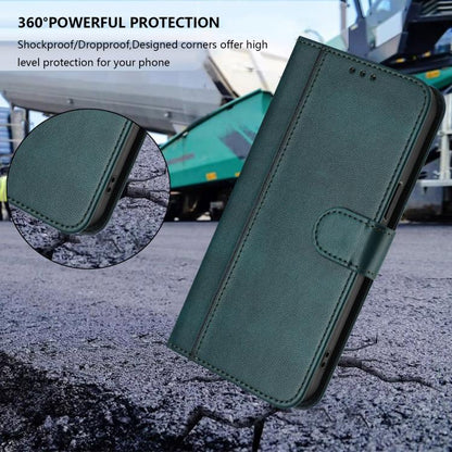 For Google Pixel 10 / 10 Pro / Pixel 9 / 9 Pro Line Splicing Buckle Retro Leather Phone Case(Dark Green) - Google Cases by buy2fix | Online Shopping UK | buy2fix