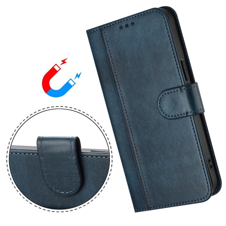 For Google Pixel 10 / 10 Pro / Pixel 9 / 9 Pro Line Splicing Buckle Retro Leather Phone Case(Dark Blue) - Google Cases by buy2fix | Online Shopping UK | buy2fix