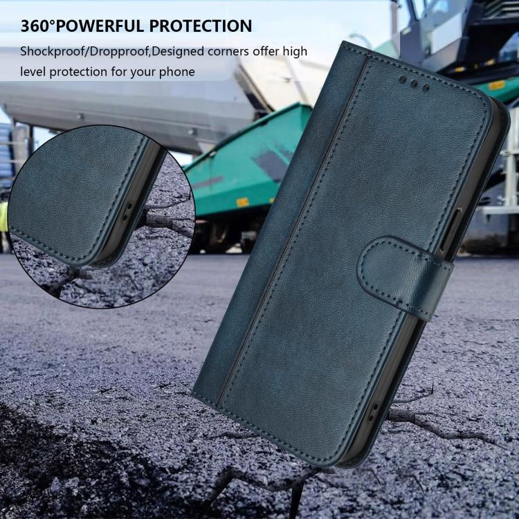 For Google Pixel 10 / 10 Pro / Pixel 9 / 9 Pro Line Splicing Buckle Retro Leather Phone Case(Dark Blue) - Google Cases by buy2fix | Online Shopping UK | buy2fix