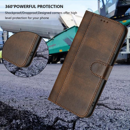 For Google Pixel 9 Pro XL / Pixel 10 Pro XL Line Splicing Buckle Retro Leather Phone Case(Brown) - Google Cases by buy2fix | Online Shopping UK | buy2fix