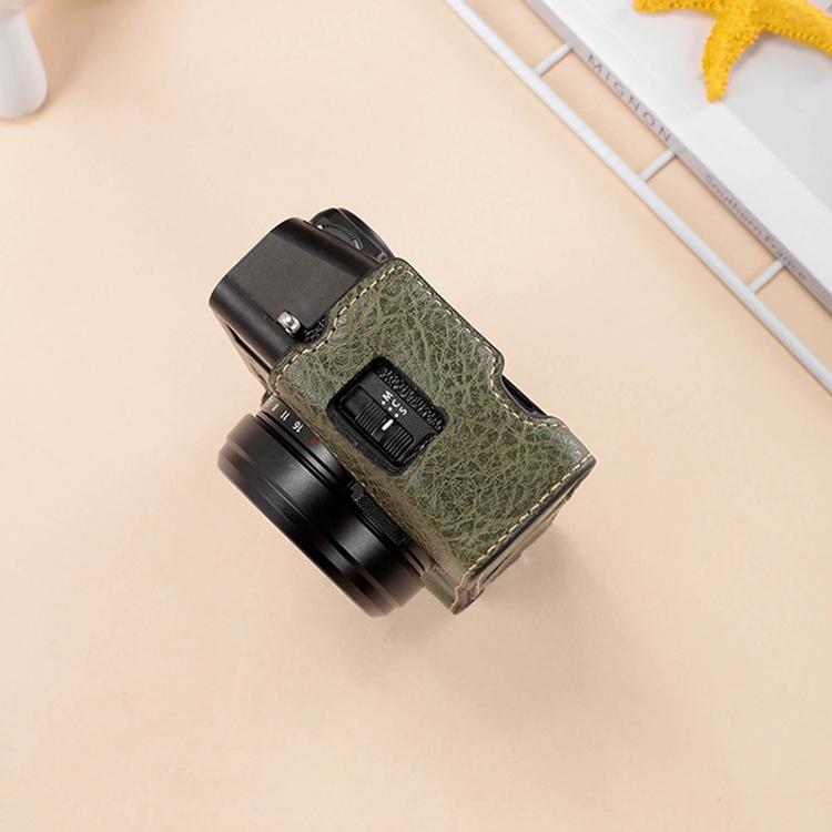 For FUJIFILM X100VI Buffalo Texture PU Leather Camera Half Case Base with Shoulder Strap(Green) - Half Case by buy2fix | Online Shopping UK | buy2fix