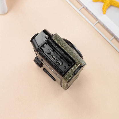 For FUJIFILM X100VI Buffalo Texture PU Leather Camera Half Case Base with Shoulder Strap(Black) - Half Case by buy2fix | Online Shopping UK | buy2fix