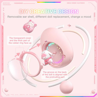 ONIKUMA T302 RGB Cute Unique Doll BT 5.4 Wireless Earphones(Pink) - Bluetooth Earphone by ONIKUMA | Online Shopping UK | buy2fix