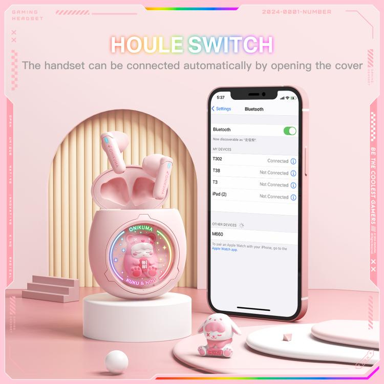 ONIKUMA T302 RGB Cute Unique Doll BT 5.4 Wireless Earphones(Pink) - Bluetooth Earphone by ONIKUMA | Online Shopping UK | buy2fix