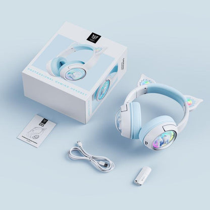 ONIKUMA B5 RGB BT / Wired / 2.4G Fox Shaped Headphones(White Blue) - Headset & Headphone by ONIKUMA | Online Shopping UK | buy2fix