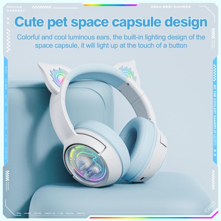 ONIKUMA B5 RGB BT / Wired / 2.4G Fox Shaped Headphones(White Blue) - Headset & Headphone by ONIKUMA | Online Shopping UK | buy2fix