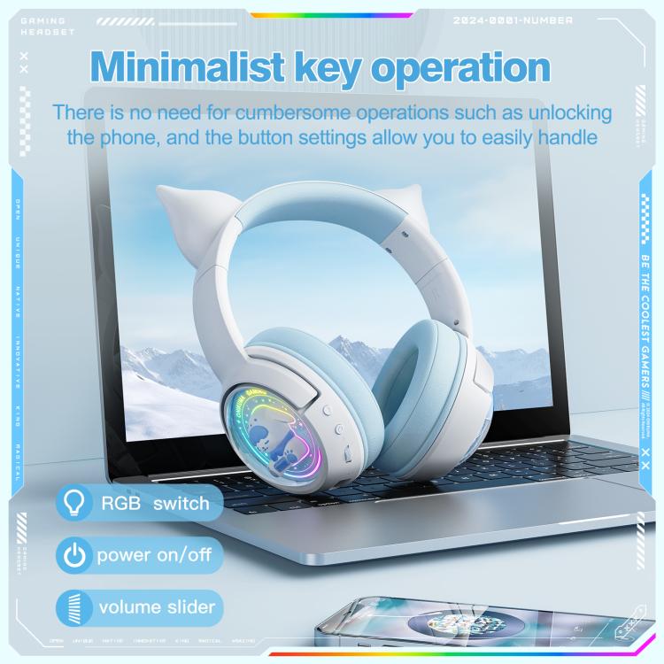 ONIKUMA B5 RGB BT / Wired / 2.4G Fox Shaped Headphones(White Blue) - Headset & Headphone by ONIKUMA | Online Shopping UK | buy2fix