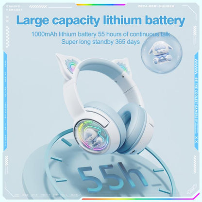 ONIKUMA B5 RGB BT / Wired / 2.4G Fox Shaped Headphones(White Blue) - Headset & Headphone by ONIKUMA | Online Shopping UK | buy2fix