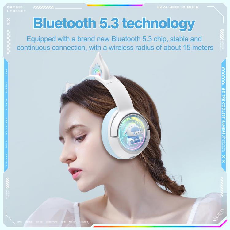 ONIKUMA B5 RGB BT / Wired / 2.4G Fox Shaped Headphones(White Blue) - Headset & Headphone by ONIKUMA | Online Shopping UK | buy2fix