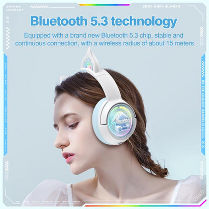 ONIKUMA B5 RGB BT / Wired / 2.4G Fox Shaped Headphones(White Blue) - Headset & Headphone by ONIKUMA | Online Shopping UK | buy2fix
