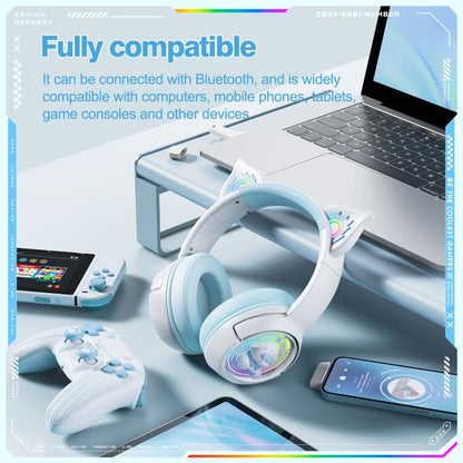 ONIKUMA B5 RGB BT / Wired / 2.4G Fox Shaped Headphones(White Blue) - Headset & Headphone by ONIKUMA | Online Shopping UK | buy2fix
