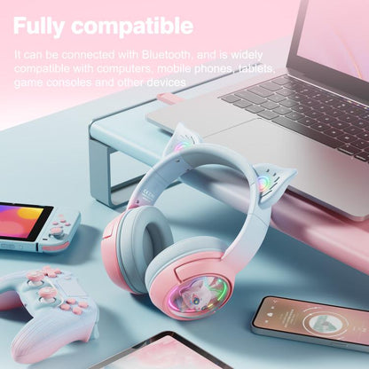 ONIKUMA B5 RGB BT / Wired / 2.4G Fox Shaped Headphones(Pink Blue) - Headset & Headphone by ONIKUMA | Online Shopping UK | buy2fix