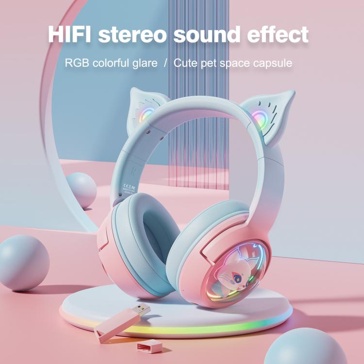 ONIKUMA B5 RGB BT / Wired / 2.4G Fox Shaped Headphones(Pink Blue) - Headset & Headphone by ONIKUMA | Online Shopping UK | buy2fix