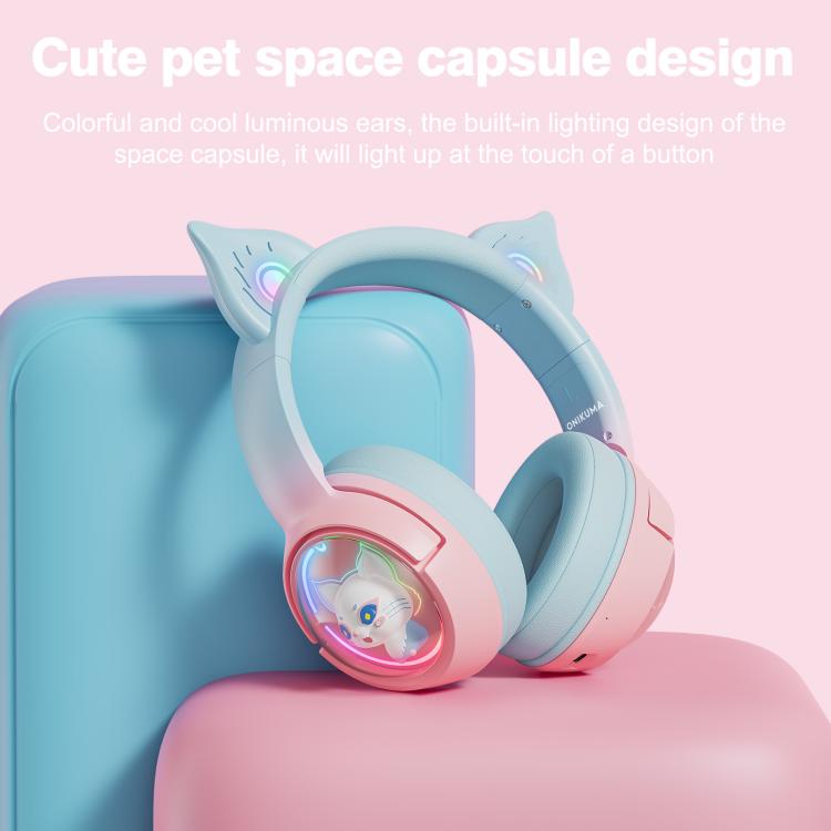 ONIKUMA B5 RGB BT / Wired / 2.4G Fox Shaped Headphones(Pink Blue) - Headset & Headphone by ONIKUMA | Online Shopping UK | buy2fix