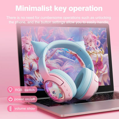 ONIKUMA B5 RGB BT / Wired / 2.4G Fox Shaped Headphones(Pink Blue) - Headset & Headphone by ONIKUMA | Online Shopping UK | buy2fix