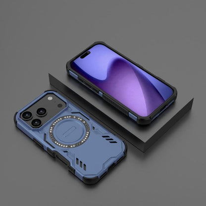 For iPhone 17 Pro Butterfly Armor MagSafe Magnetic Ring Shockproof Phone Case(Blue) - iPhone 17 Pro Cases by buy2fix | Online Shopping UK | buy2fix