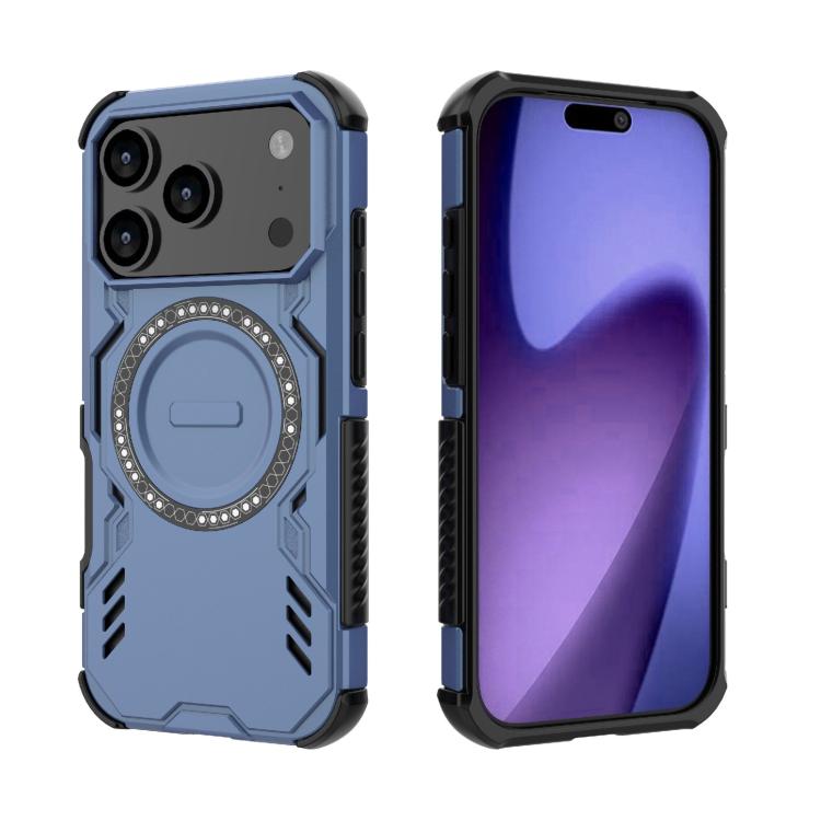 For iPhone 17 Pro Butterfly Armor MagSafe Magnetic Ring Shockproof Phone Case(Blue) - iPhone 17 Pro Cases by buy2fix | Online Shopping UK | buy2fix