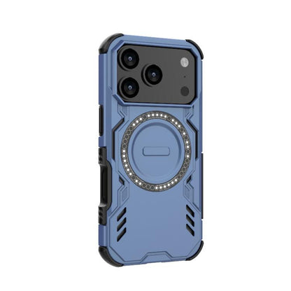 For iPhone 17 Pro Butterfly Armor MagSafe Magnetic Ring Shockproof Phone Case(Blue) - iPhone 17 Pro Cases by buy2fix | Online Shopping UK | buy2fix