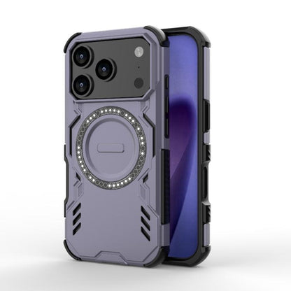 For iPhone 17 Pro Butterfly Armor MagSafe Magnetic Ring Shockproof Phone Case(Purple) - iPhone 17 Pro Cases by buy2fix | Online Shopping UK | buy2fix