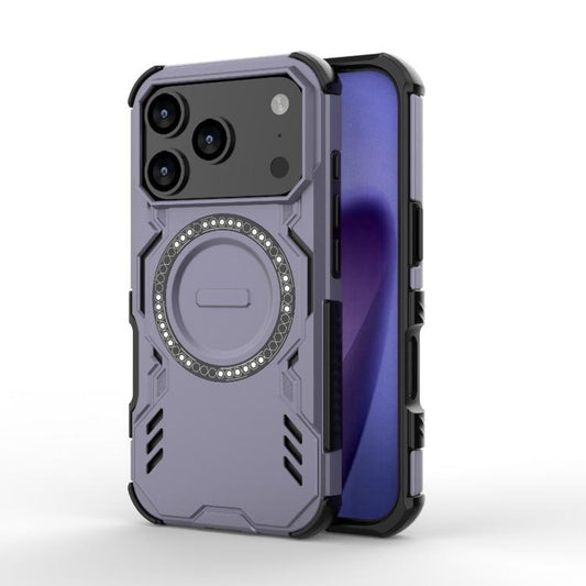 For iPhone 17 Pro Butterfly Armor MagSafe Magnetic Ring Shockproof Phone Case(Purple) - iPhone 17 Pro Cases by buy2fix | Online Shopping UK | buy2fix
