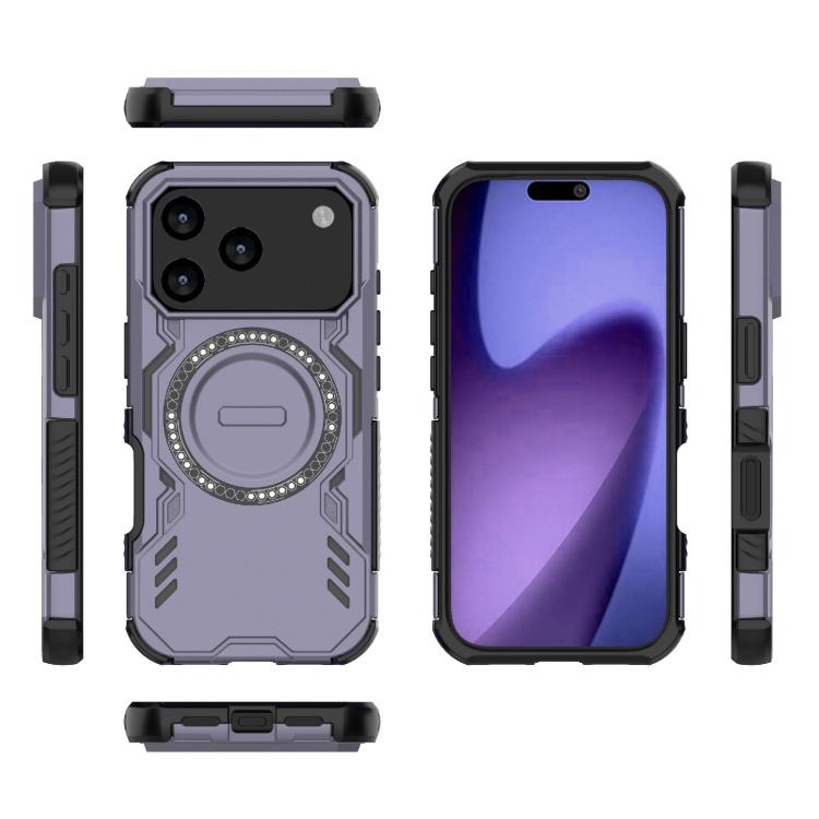 For iPhone 17 Pro Butterfly Armor MagSafe Magnetic Ring Shockproof Phone Case(Purple) - iPhone 17 Pro Cases by buy2fix | Online Shopping UK | buy2fix