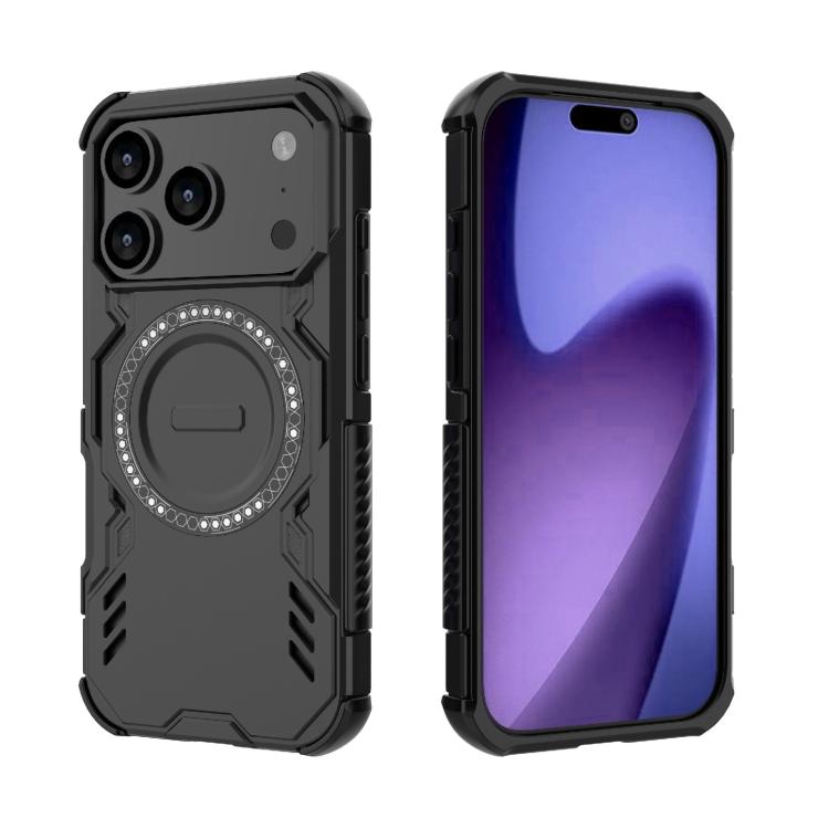 For iPhone 17 Pro Butterfly Armor MagSafe Magnetic Ring Shockproof Phone Case(Black) - iPhone 17 Pro Cases by buy2fix | Online Shopping UK | buy2fix