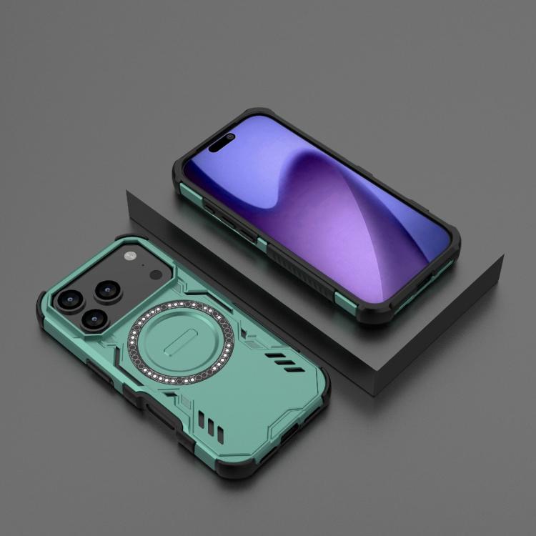 For iPhone 17 Pro Butterfly Armor MagSafe Magnetic Ring Shockproof Phone Case(Light Green) - iPhone 17 Pro Cases by buy2fix | Online Shopping UK | buy2fix