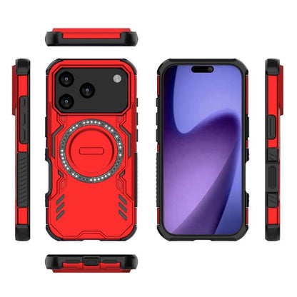For iPhone 17 Pro Butterfly Armor MagSafe Magnetic Ring Shockproof Phone Case(Red) - iPhone 17 Pro Cases by buy2fix | Online Shopping UK | buy2fix