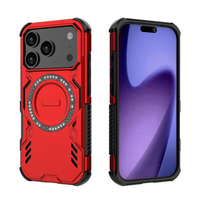 For iPhone 17 Pro Butterfly Armor MagSafe Magnetic Ring Shockproof Phone Case(Red) - iPhone 17 Pro Cases by buy2fix | Online Shopping UK | buy2fix