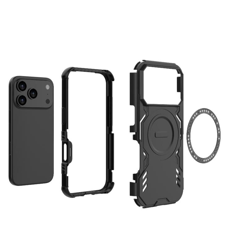 For iPhone 17 Pro Butterfly Armor MagSafe Magnetic Ring Shockproof Phone Case(Red) - iPhone 17 Pro Cases by buy2fix | Online Shopping UK | buy2fix