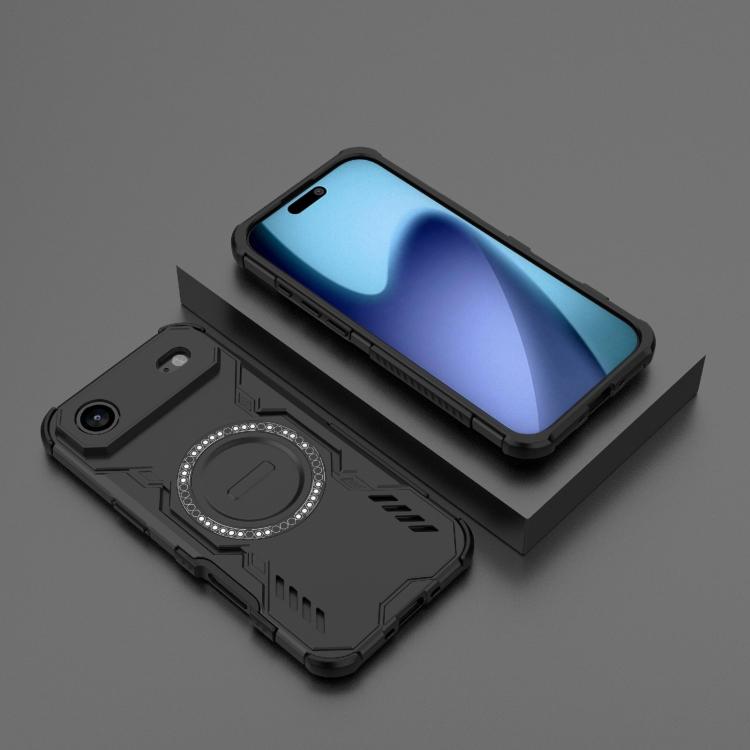 For iPhone Air Butterfly Armor MagSafe Magnetic Ring Shockproof Phone Case(Black) - iPhone Air Cases by buy2fix | Online Shopping UK | buy2fix