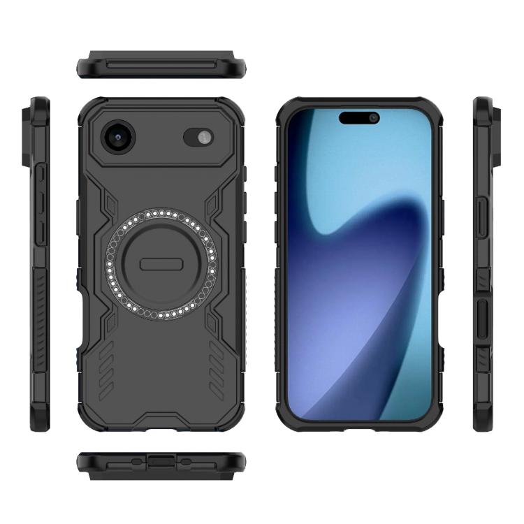 For iPhone Air Butterfly Armor MagSafe Magnetic Ring Shockproof Phone Case(Black) - iPhone Air Cases by buy2fix | Online Shopping UK | buy2fix