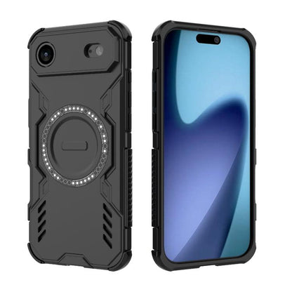 For iPhone Air Butterfly Armor MagSafe Magnetic Ring Shockproof Phone Case(Black) - iPhone Air Cases by buy2fix | Online Shopping UK | buy2fix