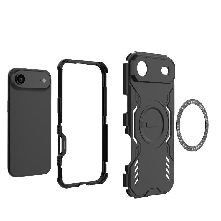 For iPhone Air Butterfly Armor MagSafe Magnetic Ring Shockproof Phone Case(Black) - iPhone Air Cases by buy2fix | Online Shopping UK | buy2fix