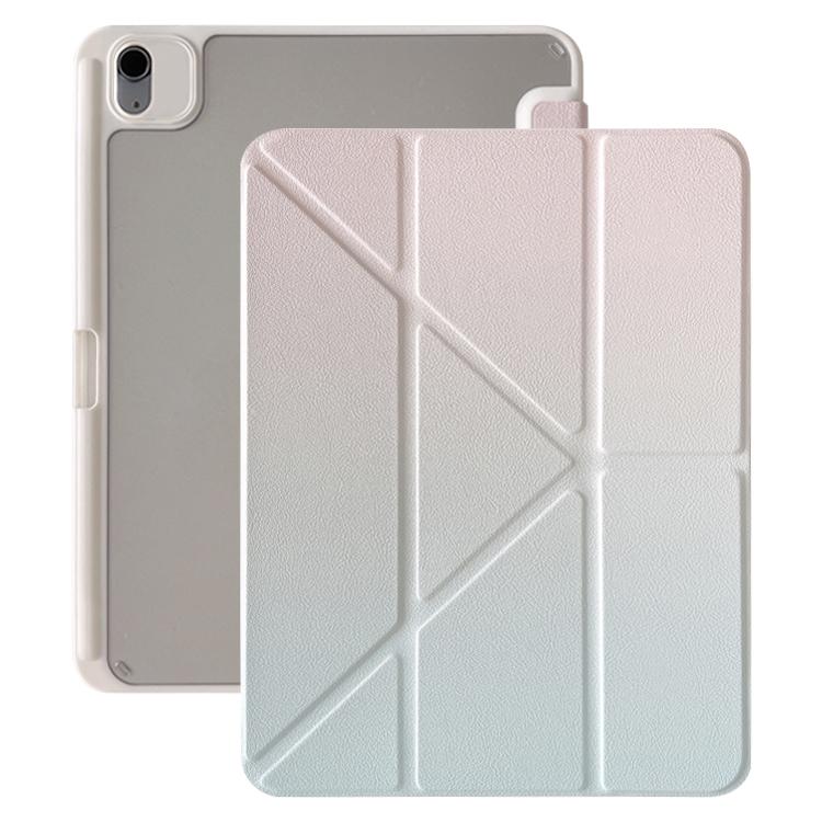 For iPad 2025 / 2022 Rainbow Gradient Y-Fold Holder Leather Tablet Case(Gradient Pink) - iPad 2025 / 2022 Cases by buy2fix | Online Shopping UK | buy2fix