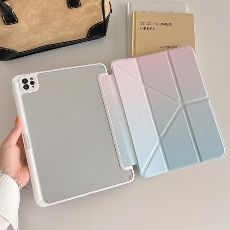 For iPad 2025 / 2022 Rainbow Gradient Y-Fold Holder Leather Tablet Case(Gradient Pink) - iPad 2025 / 2022 Cases by buy2fix | Online Shopping UK | buy2fix