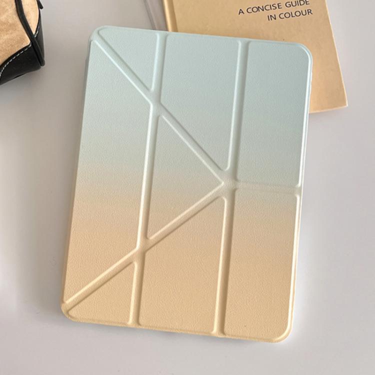 For iPad 2025 / 2022 Rainbow Gradient Y-Fold Holder Leather Tablet Case(Gradient Yellow) - iPad 2025 / 2022 Cases by buy2fix | Online Shopping UK | buy2fix