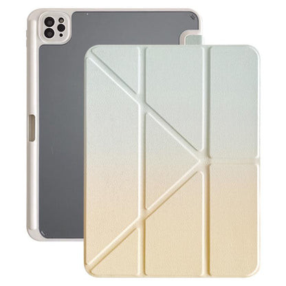 For iPad Air 11 2025 / 2024 Rainbow Gradient Y-Fold Holder Leather Tablet Case(Gradient Yellow) - iPad Air 11 2025 / 2024 Cases by buy2fix | Online Shopping UK | buy2fix