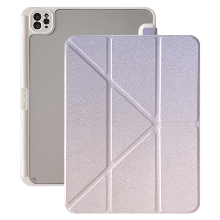For iPad Air 11 2025 / 2024 Rainbow Gradient Y-Fold Holder Leather Tablet Case(Gradient Purple) - iPad Air 11 2025 / 2024 Cases by buy2fix | Online Shopping UK | buy2fix