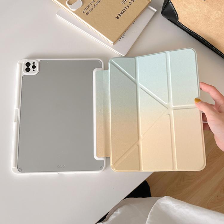 For iPad Pro 13 2024 Rainbow Gradient Y-Fold Holder Leather Tablet Case(Gradient Yellow) - iPad Pro 13 2024 Cases by buy2fix | Online Shopping UK | buy2fix