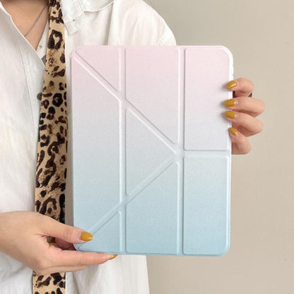 For iPad Pro 11 2024 Rainbow Gradient Y-Fold Holder Leather Tablet Case(Gradient Pink) - iPad Pro 11 2024 Cases by buy2fix | Online Shopping UK | buy2fix