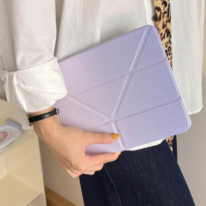 For iPad Pro 11 2024 Rainbow Gradient Y-Fold Holder Leather Tablet Case(Gradient Purple) - iPad Pro 11 2024 Cases by buy2fix | Online Shopping UK | buy2fix