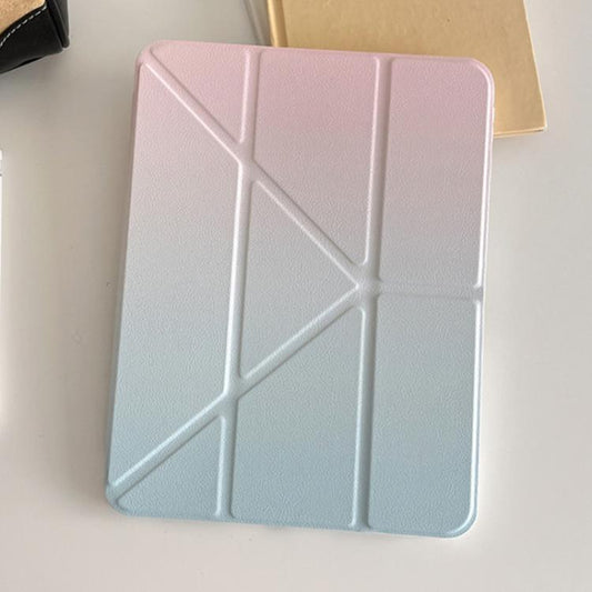 For iPad mini 2024 / 6 Rainbow Gradient Y-Fold Holder Leather Tablet Case(Gradient Pink) - iPad mini 2024 Cases by buy2fix | Online Shopping UK | buy2fix