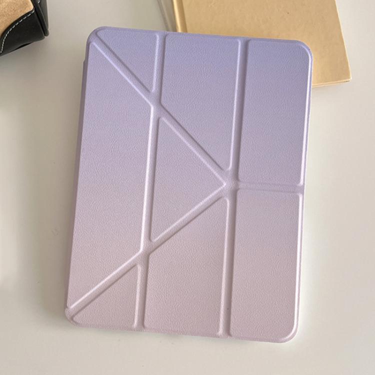 For iPad mini 2024 / 6 Rainbow Gradient Y-Fold Holder Leather Tablet Case(Gradient Purple) - iPad mini 2024 Cases by buy2fix | Online Shopping UK | buy2fix