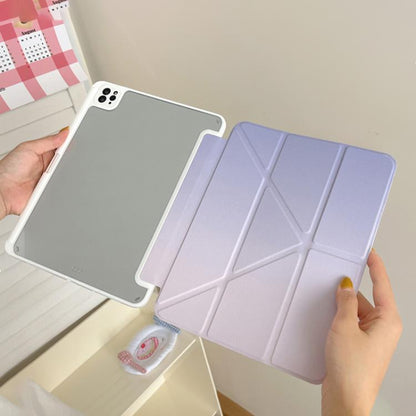 For iPad mini 2024 / 6 Rainbow Gradient Y-Fold Holder Leather Tablet Case(Gradient Purple) - iPad mini 2024 Cases by buy2fix | Online Shopping UK | buy2fix