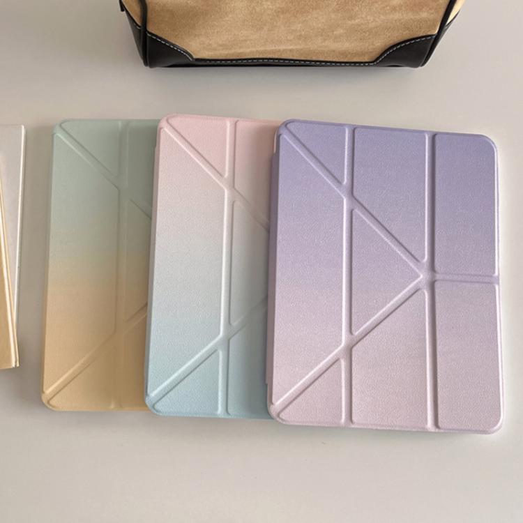 For iPad 2025 / 2022 Rainbow Gradient Y-Fold Holder Leather Tablet Case(Gradient Purple) - iPad 2025 / 2022 Cases by buy2fix | Online Shopping UK | buy2fix