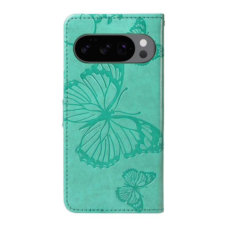 For Google Pixel 10 Global 3D Butterfly Embossed Pattern Flip Leather Phone Case(Green) - Google Cases by buy2fix | Online Shopping UK | buy2fix
