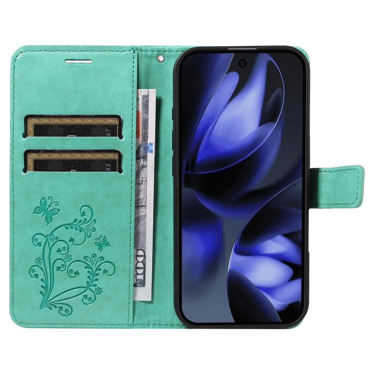 For Google Pixel 10 Global 3D Butterfly Embossed Pattern Flip Leather Phone Case(Green) - Google Cases by buy2fix | Online Shopping UK | buy2fix