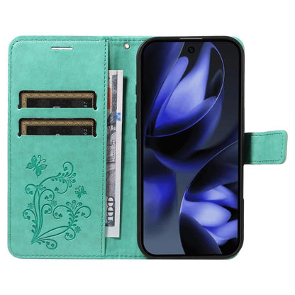 For Google Pixel 10 Global 3D Butterfly Embossed Pattern Flip Leather Phone Case(Green) - Google Cases by buy2fix | Online Shopping UK | buy2fix