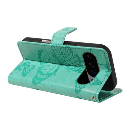 For Google Pixel 10 Global 3D Butterfly Embossed Pattern Flip Leather Phone Case(Green) - Google Cases by buy2fix | Online Shopping UK | buy2fix